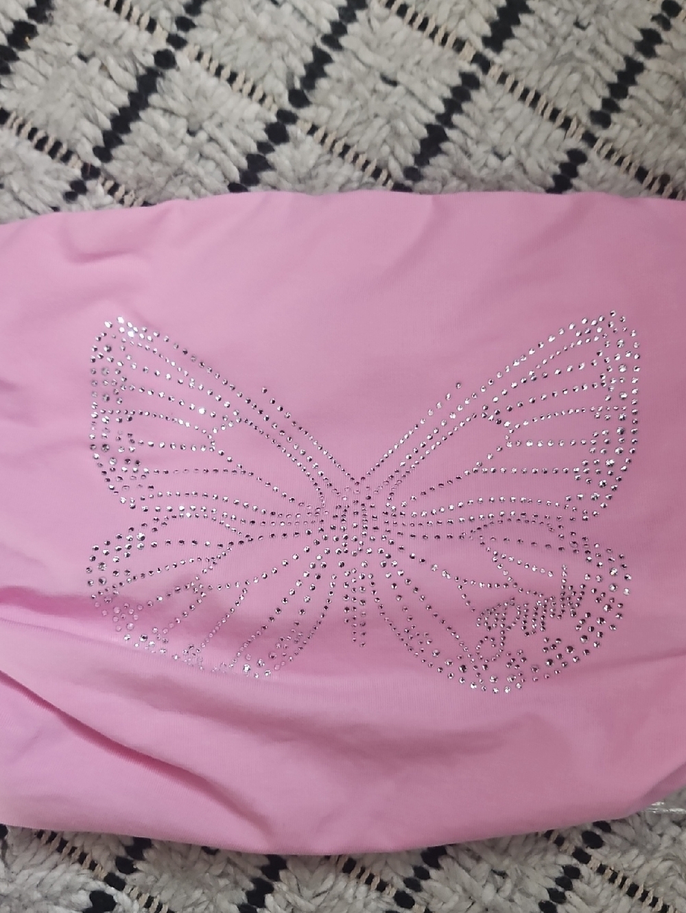 PINK VICTORIA'S SECRET All Day Ruched Tube Top Y2K PINK BUTTERFLY BLING New Med - Picture 4 of 12